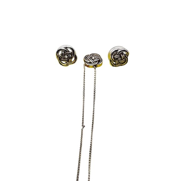 Brighton Interlok Mini Necklace & Post Earring Set Silver Plated - Picture 7 of 16